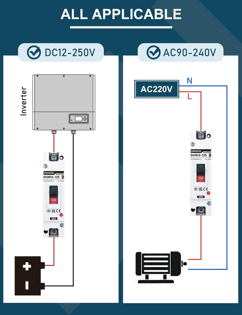 DIHOOL 125 Amp Heavy Duty Battery Disconnect Switch, DC Circuit Breaker for Car Audio RV Marine Boat Truck Trolling Motors - Image 3